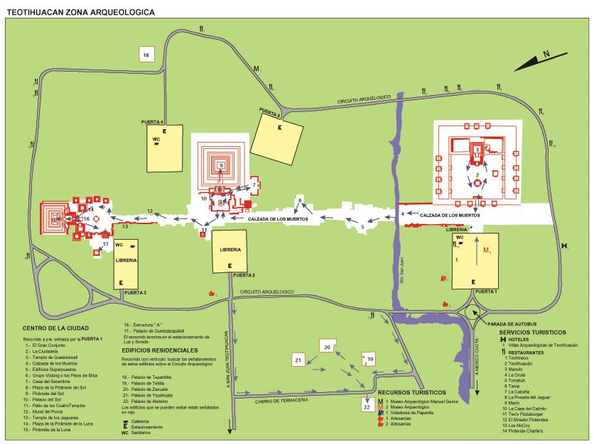 Teotihuacan Archaeological Area Map, Edo Mexico