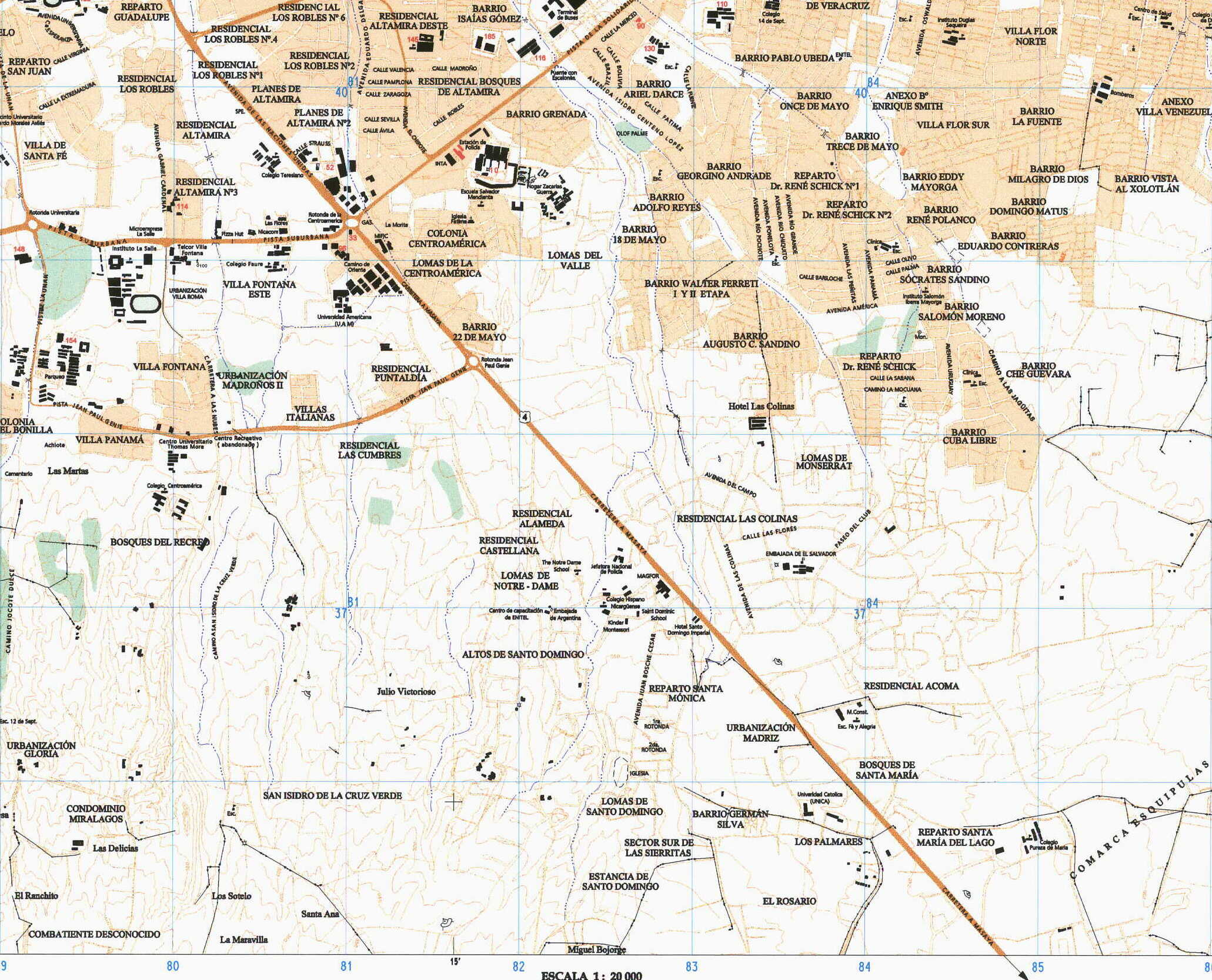 Managua Partial Map, Nicaragua 5