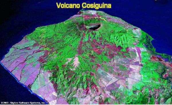 Satellite Image, Photo of Consiguina Volcano, Nicaragua