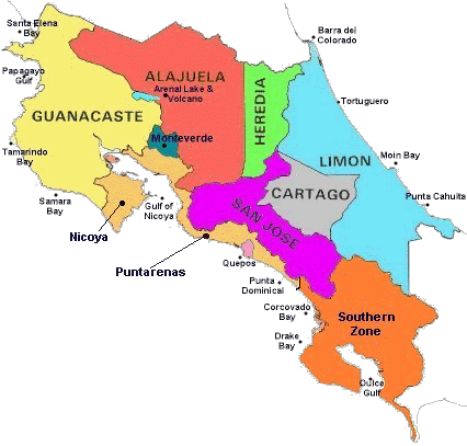 Mapa Politico de Costa Rica