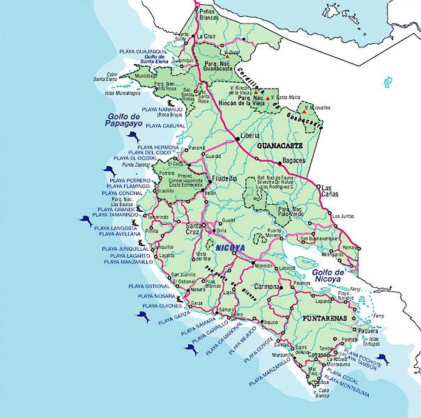 Mapa Provincia Guanacaste, Costa Rica