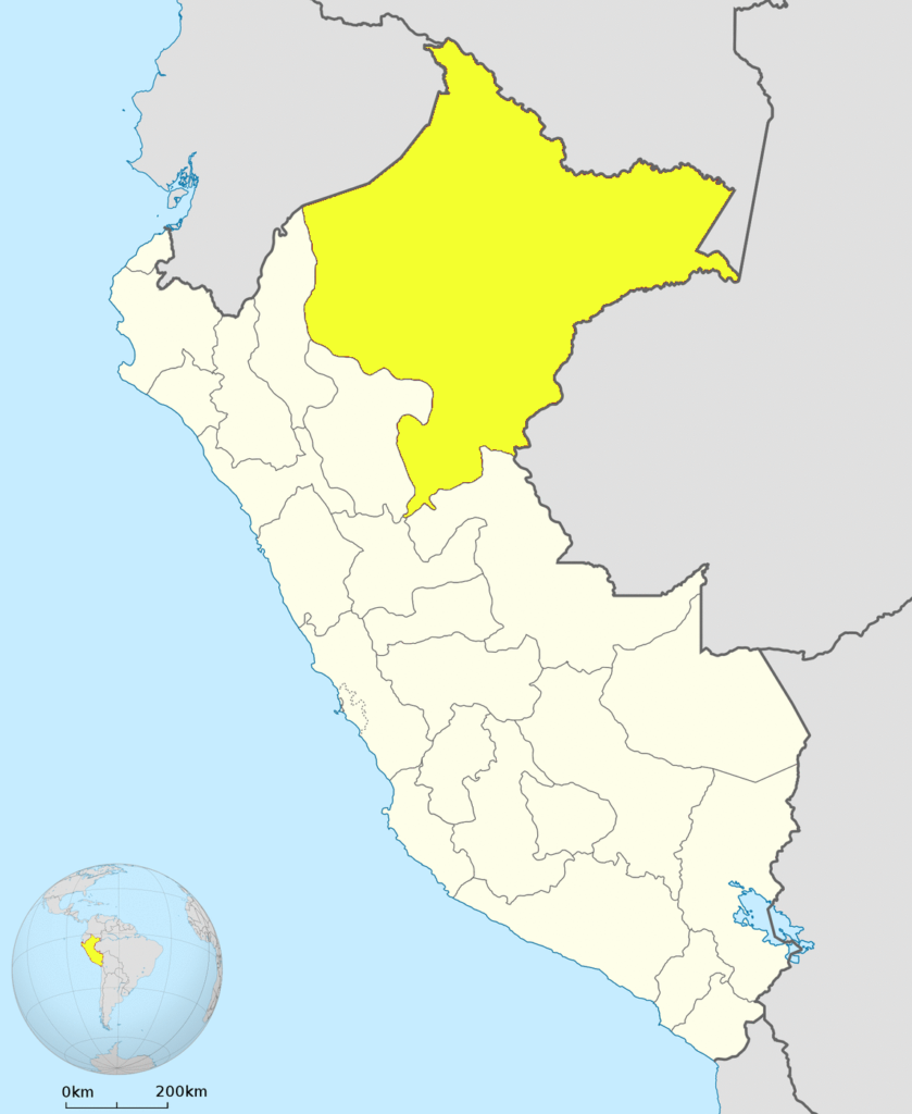 Mapa de ubicación del departamento de Loreto en Perú.