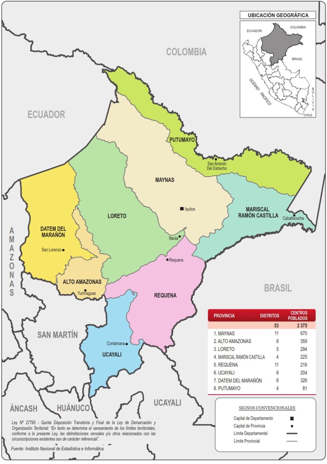 ¿Cuáles son las provincias del departamento de Loreto? - Galería de mapas