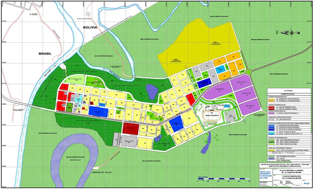 Plano de zonificación de la ciudad de Iñapari.