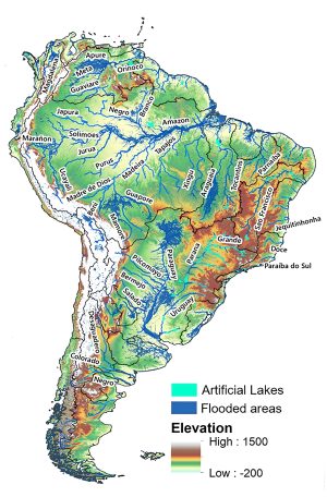 Mapa de los principales ríos de América del Sur