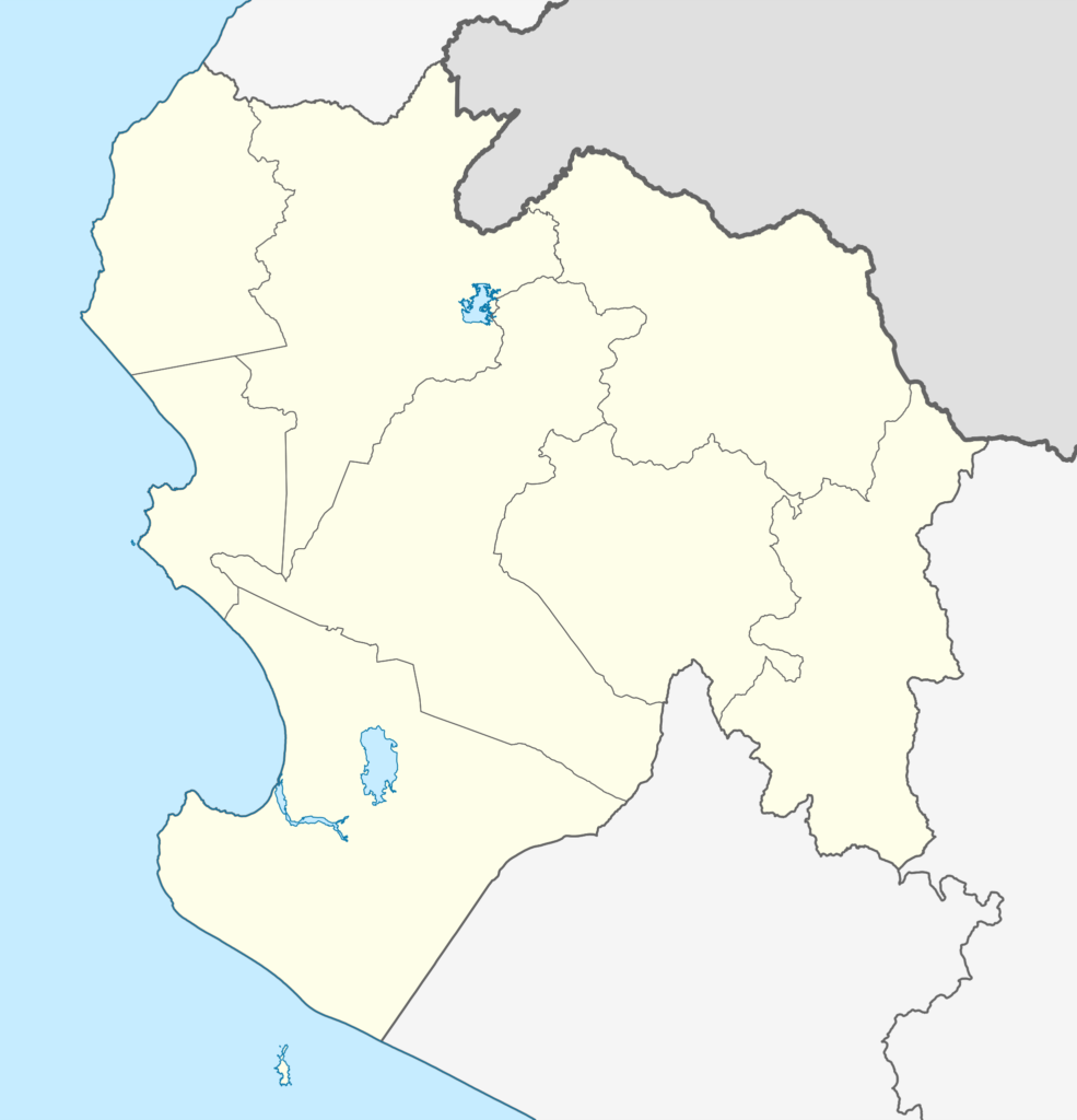 Mapa en blanco del departamento de Piura.