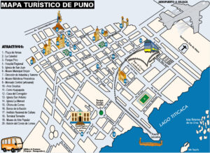 Mapa turístico de la ciudad de Puno.