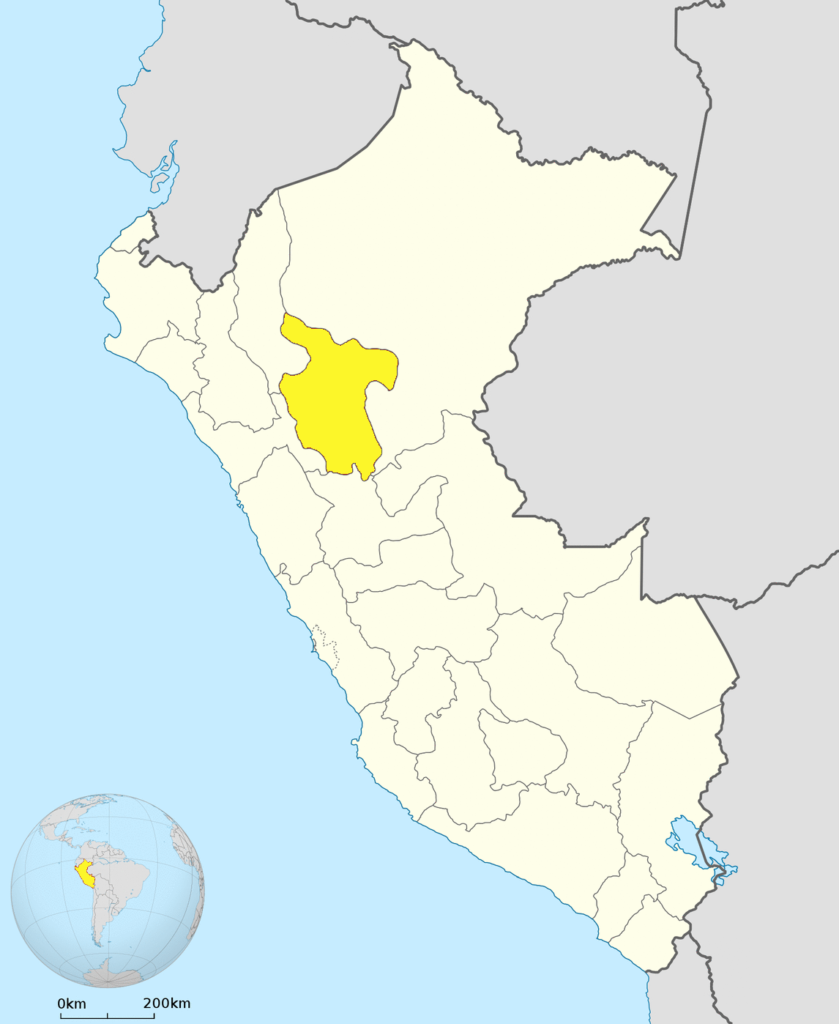 Mapa de ubicación del departamento de San Martín en Perú.