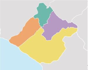 Mapa político mudo coloreado del departamento de Tacna.