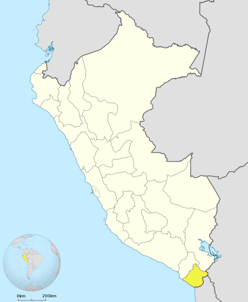 Mapa de ubicación del departamento de Tacna en Perú.