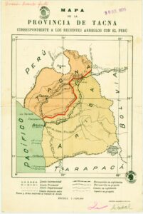 Mapa de la Provincia de Tacna correspondiente a los recientes arreglos con el Perú 1929.