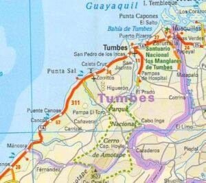 Mapa de relieve del departamento de Tumbes.