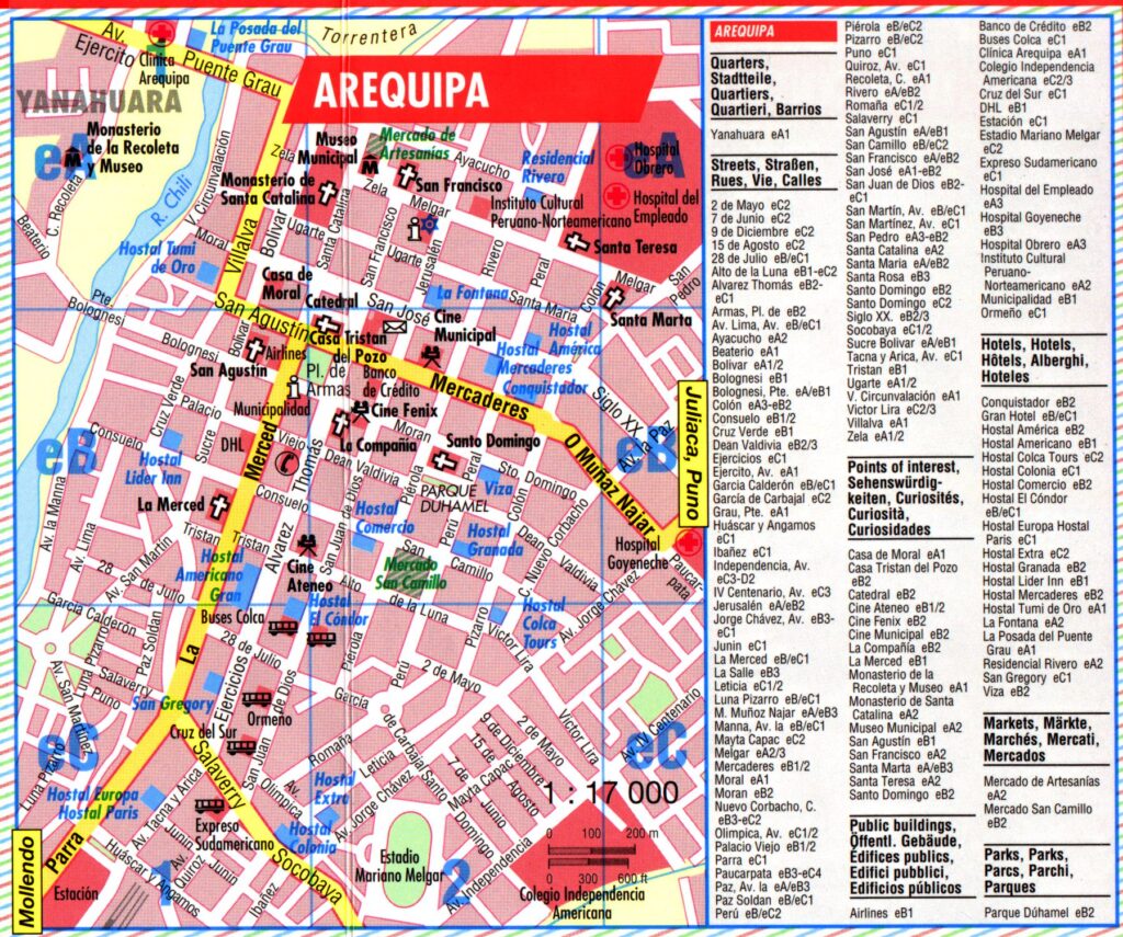 Mapa turístico de la ciudad de Arequipa.