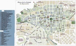 Mapa del centro de la ciudad de Ayacucho