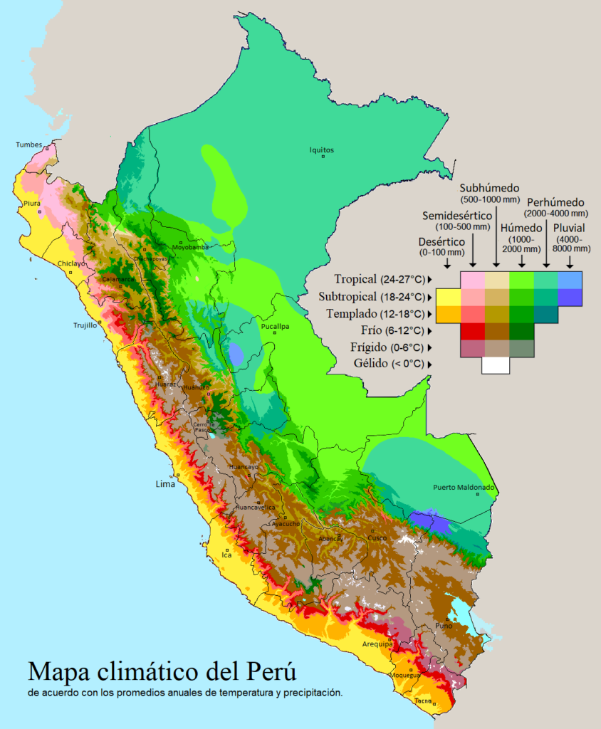 Mapa climático del Perú.
