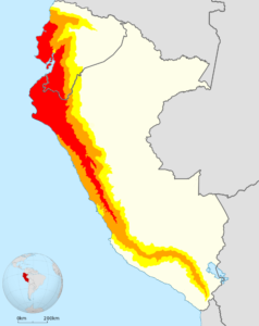 Mapa de las principales zonas afectadas durante el Fenómeno del Niño costero (2016-2017).