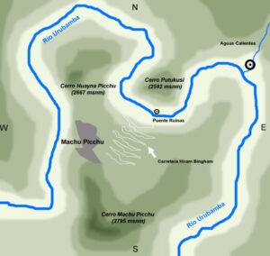 Mapa de ubicación de Machu Picchu.