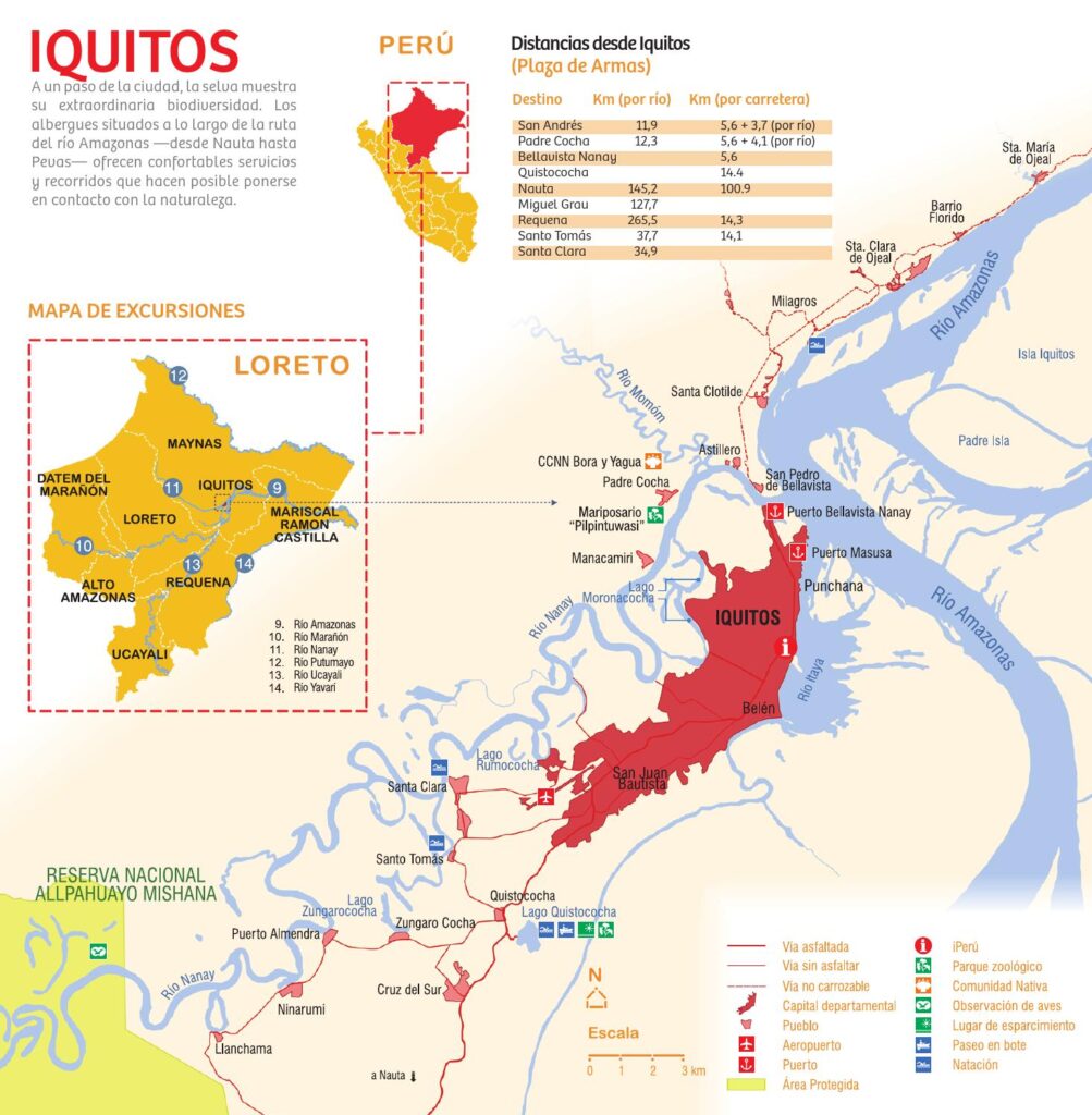Mapa turístico de Iquitos.