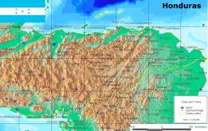 Mapa físico de Honduras