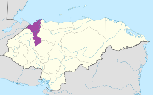 Mapa de ubicación del Departamento de Cortés.