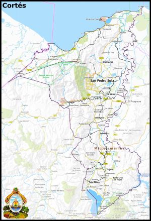 Mapa del departamento de Cortés