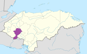 Mapa de ubicación del Departamento de Intibucá.