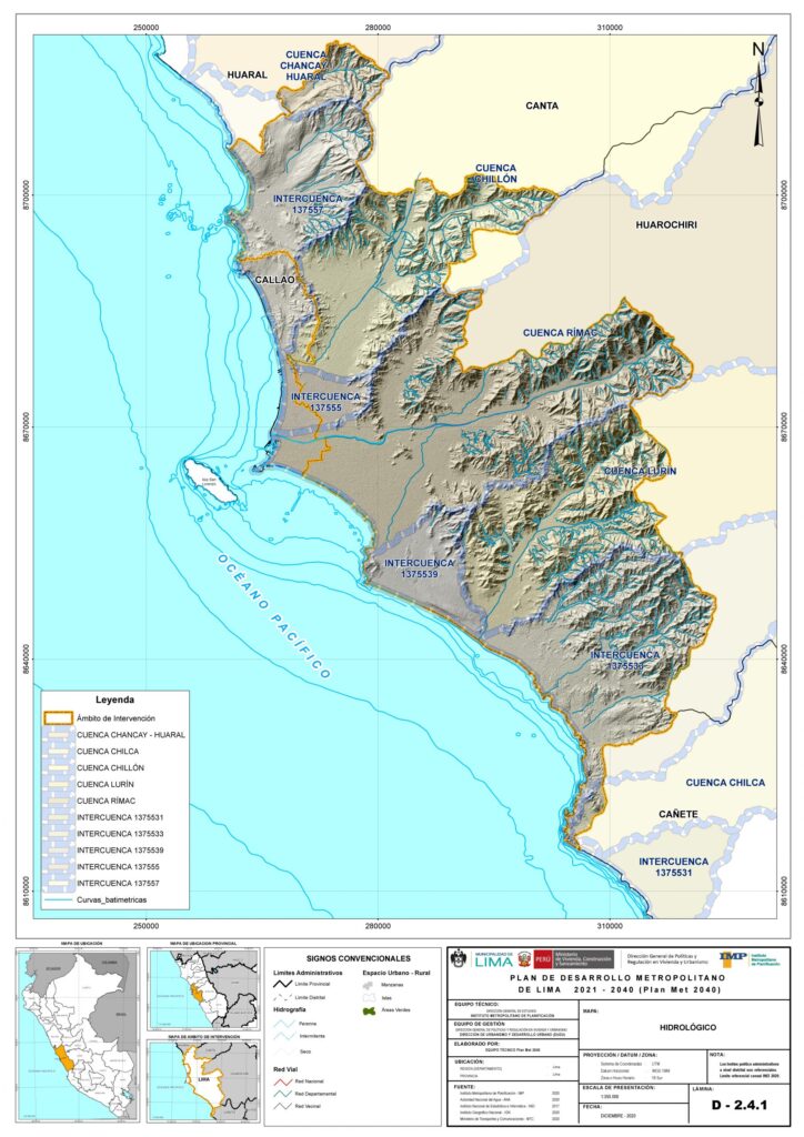 Mapa hidrológico de Lima.