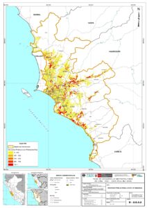 Mapa de densidad poblacional a nivel de manzana de Lima Metropolitana 2020.