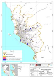 Mapa de zonas y/o sitios arqueológicos de Lima.