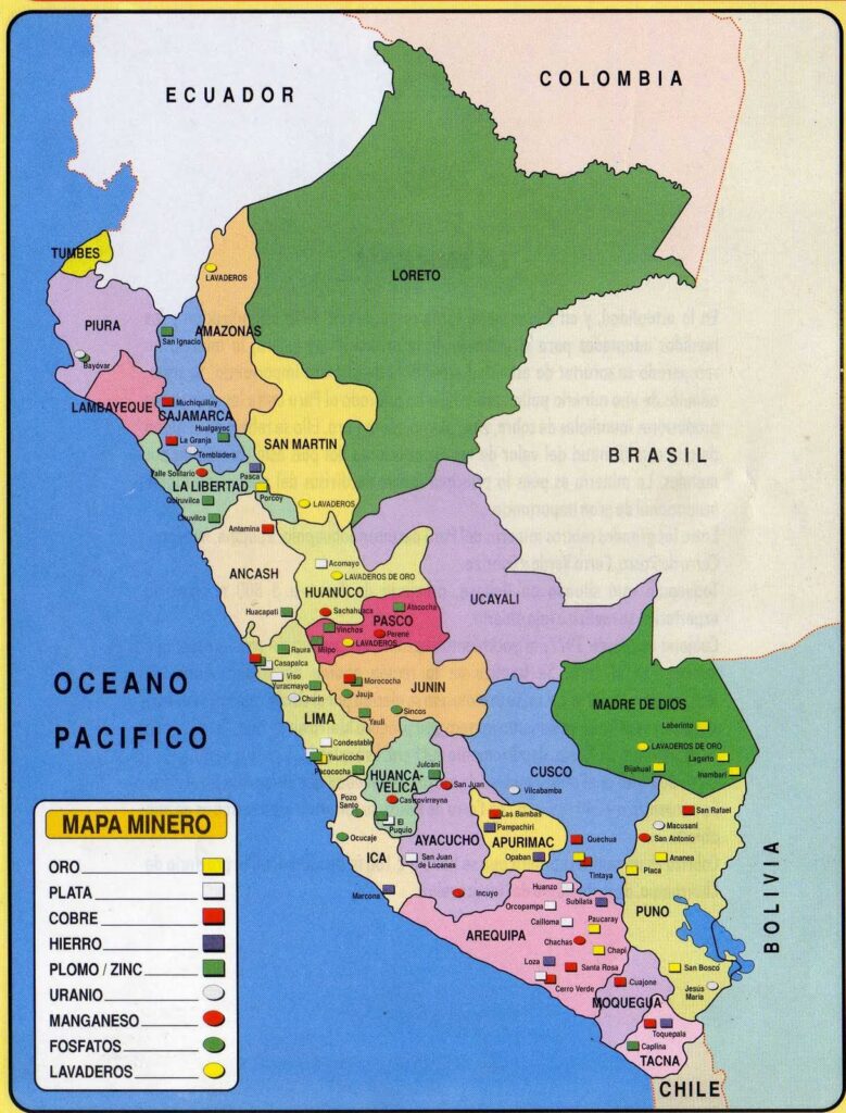 Mapa minero del Perú.