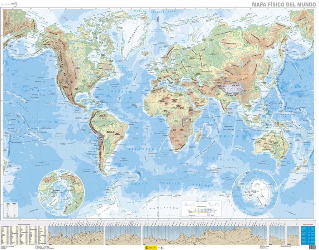 Mapa físico del mundo.