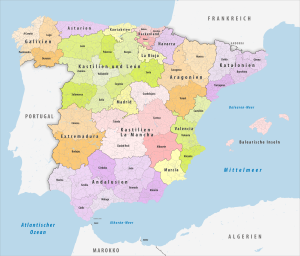 Mapa de España dividida en Comunidades Autónomas y Provincias. Mapa de España dividida en Comunidades Autónomas y Provincias.