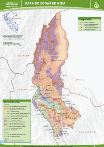 Mapa de zonas de vida del departamento de Amazonas, Perú.