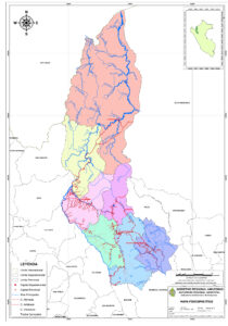 Mapa físico político del departamento de Amazonas, Perú.