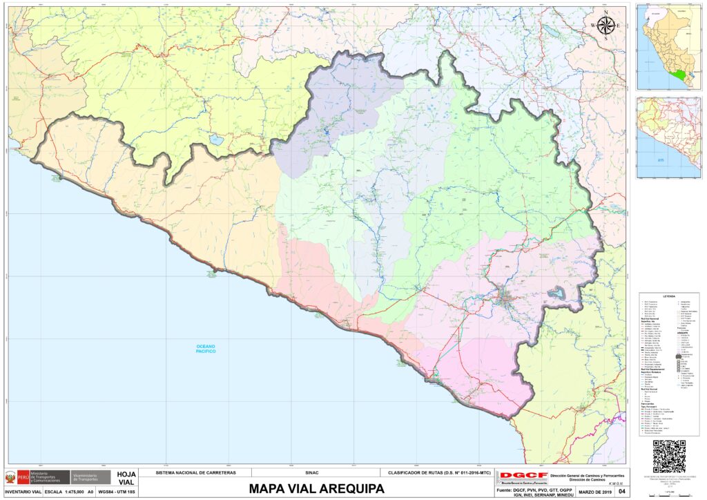 Mapa del departamento de Arequipa.