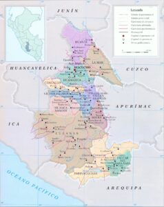 Mapa de las provincias del departamento de Ayacucho.