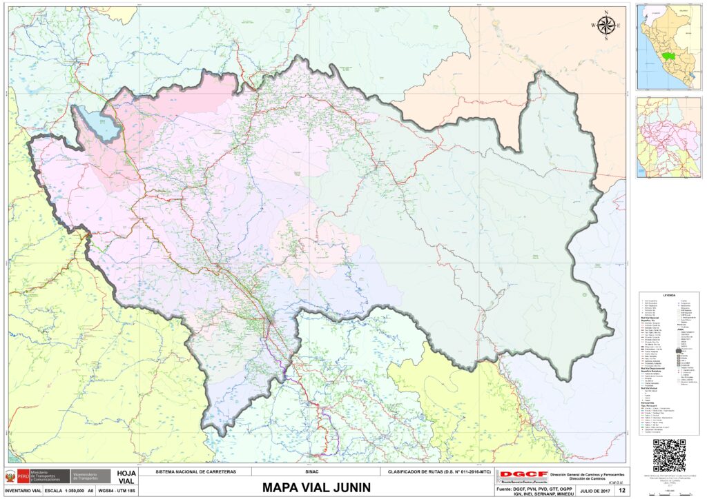 Mapa del departamento de Junín.