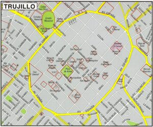 Plano del centro histórico de Trujillo.