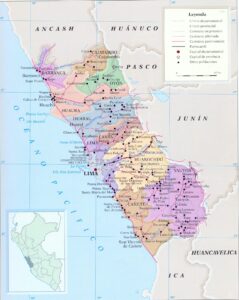 Mapa de las provincias del departamento de Lima.