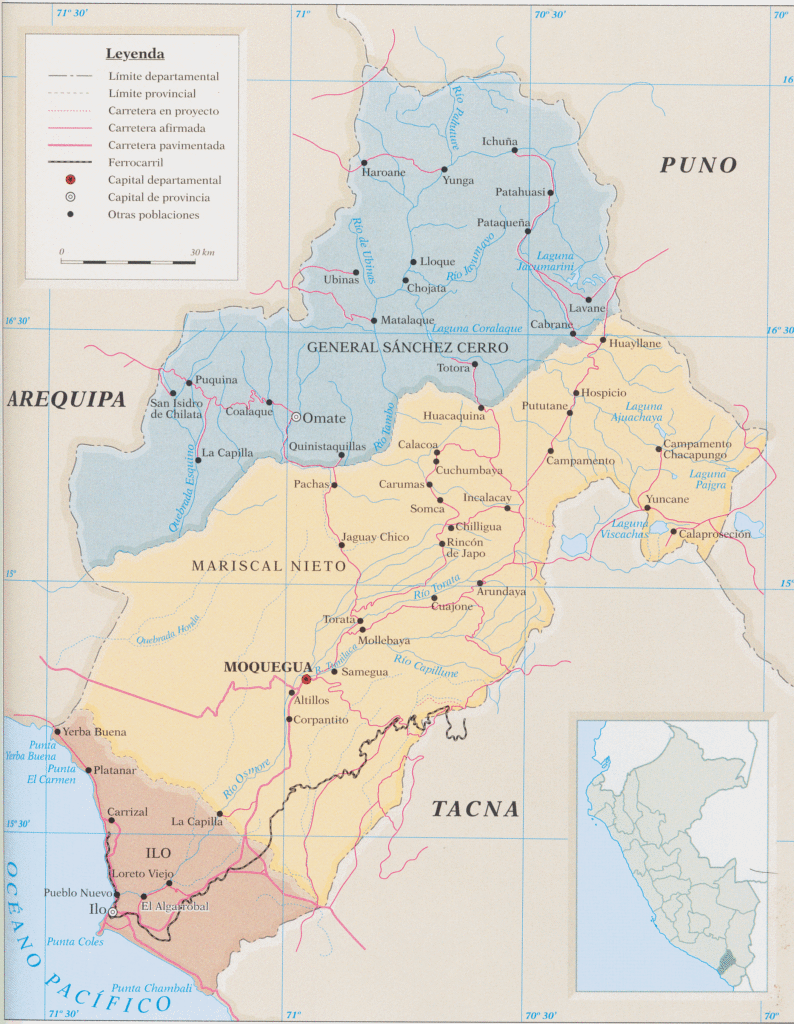 Mapa de las provincias del departamento de Moquegua.
