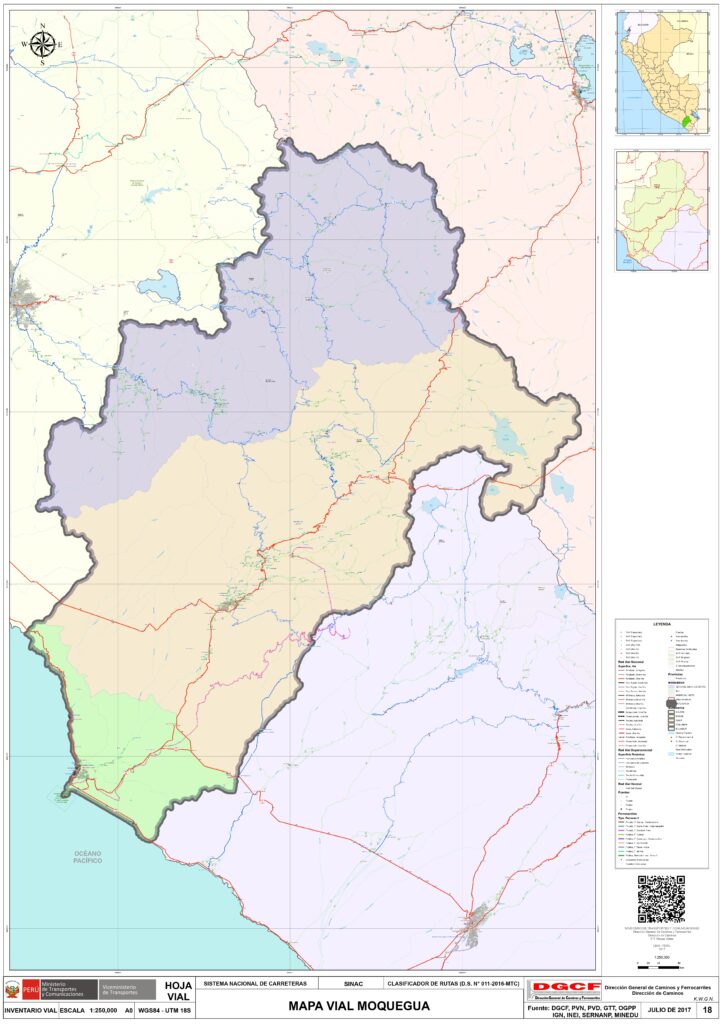 Mapa del departamento de Moquegua.