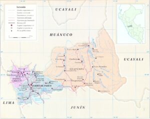 Mapa de las provincias del departamento de Pasco.