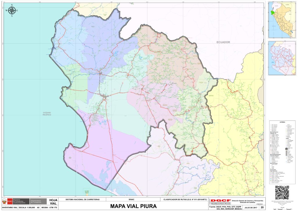 Mapa del departamento de Piura.