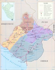 Mapa de las provincias del departamento de Tacna.