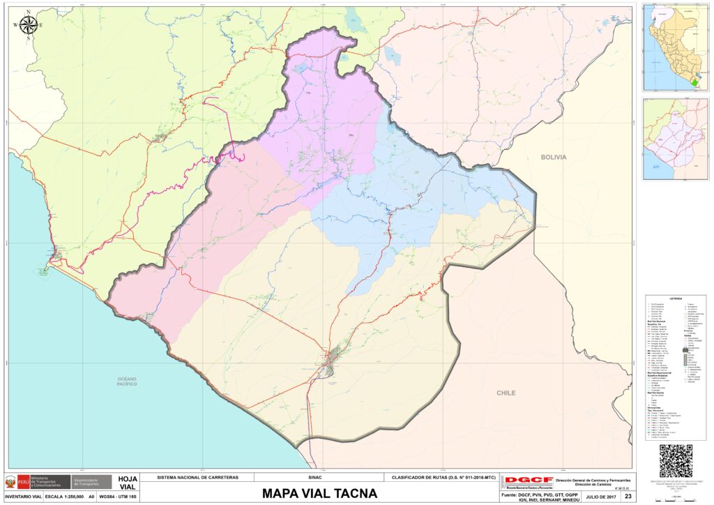 Mapa del departamento de Tacna.