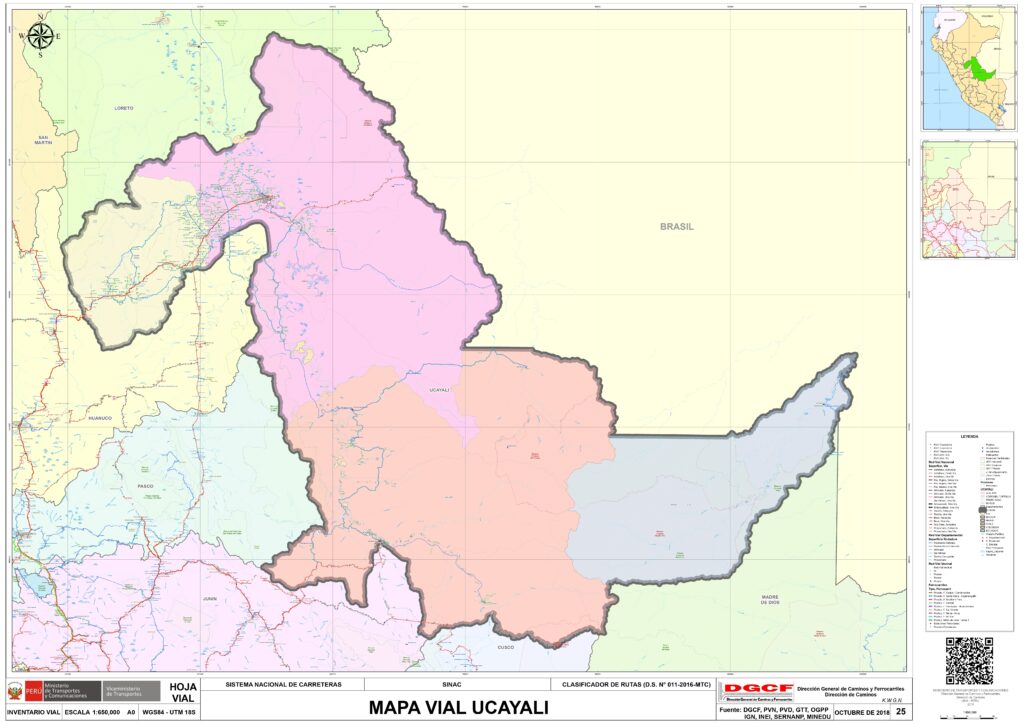 Mapa del departamento de Ucayali.