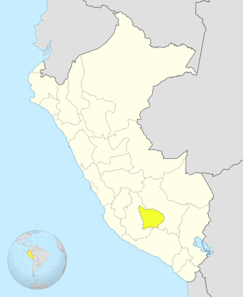Mapa de ubicación del departamento de Apurímac en Perú.