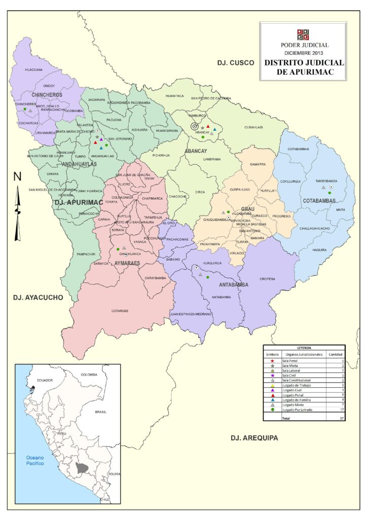 Mapa del Distrito Judicial de Apurímac.