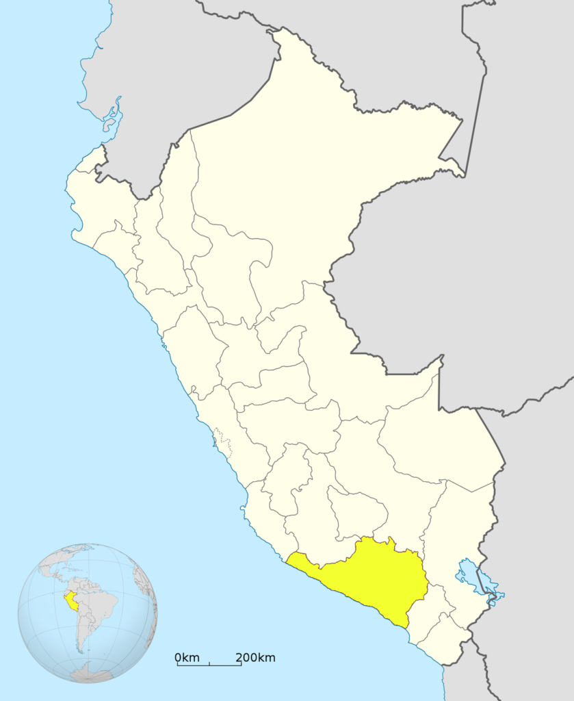 Mapa de ubicación del departamento de Arequipa en Perú.