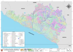Mapa geológico-estratigráfico del departamento de Arequipa.
